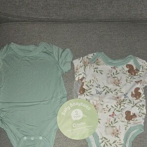 PatPat Mint and Woodland Print Baby Bodysuits - 2 Pack